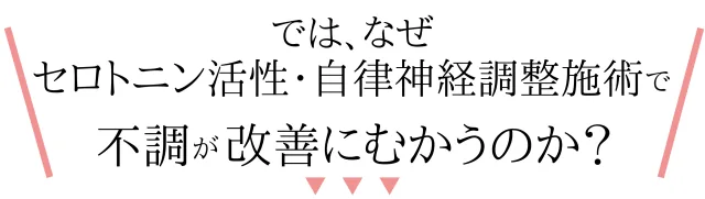 では、なぜセロトニン活性・自律神経調整施術で不調が改善にむかうのか？